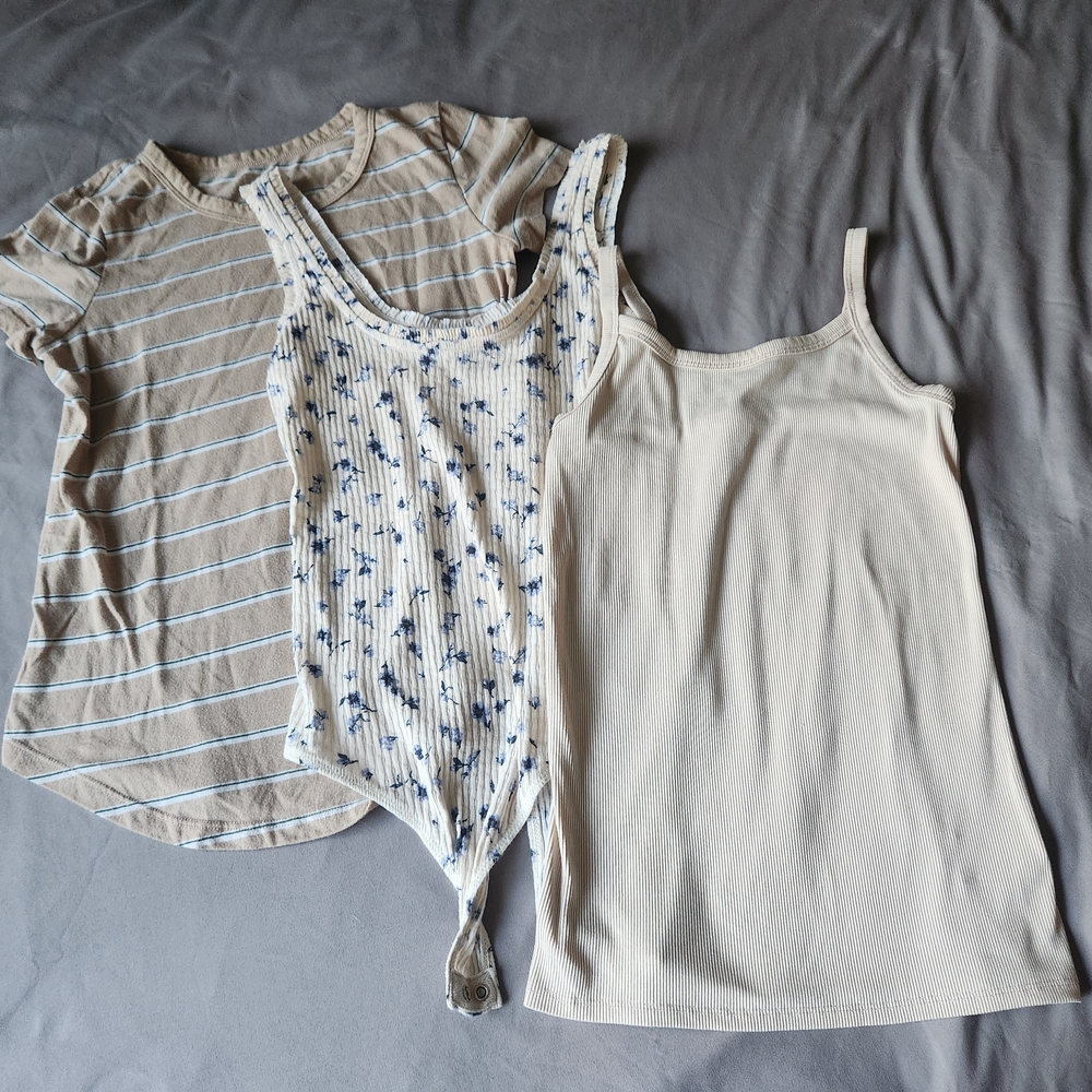 Set of Three Casual Tops in Neutral Tones